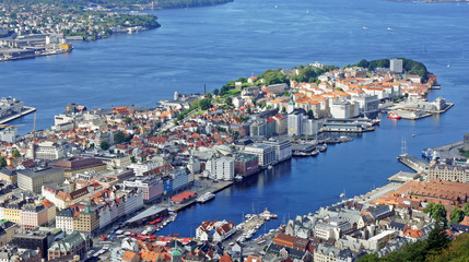 Fototapeta na wymiar Aerial view of Bergen, Norway