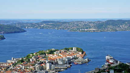 Naklejka na ściany i meble Aerial city view, Bergen, Norway