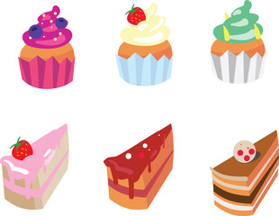 Set of appetizing cakes