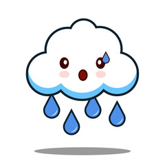 cute cloud rain kawaii face icon cartoon character Flat design Vector Illustration