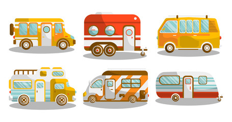 Obraz na płótnie Canvas Camping bus or camper van vector illustration