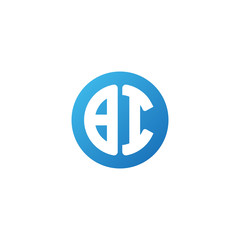 Initial letter BI, rounded letter circle logo, modern gradient blue color	
 
