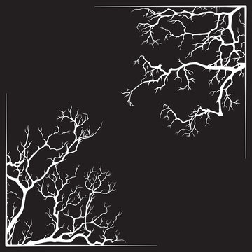 Branch borders halloween black and white print design vector illustration