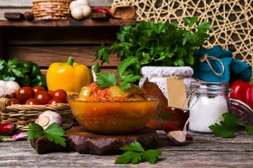 Pickled peppers in tomato sauce