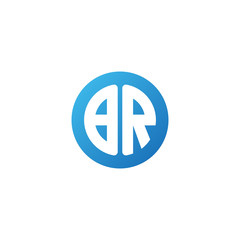 Initial letter BR, rounded letter circle logo, modern gradient blue color	
 
