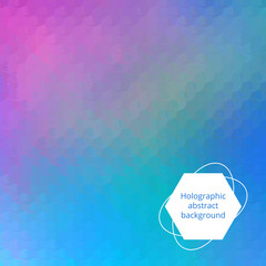 Hologram art. Holographic backdrop. Neon illustration. Rainbow background. Multicolor wallpaper. Polychromatic design. Spectrum decoration. Colorful abstract gradient.  Vector.
