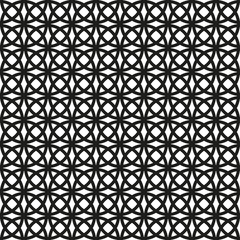 Seamless geometric pattern. Decorative lace texture. Black and white background with circles. Vector illustration.