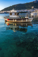 Fototapeta na wymiar fishing boat in Kalymnos port, Greece