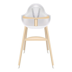 Baby High Chair With Seat Belts Isolated On A White Background. Vector Illustration. Products For Children