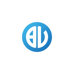 Initial letter BV, rounded letter circle logo, modern gradient blue color	
 
