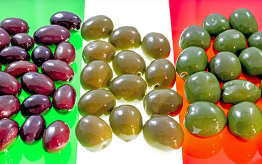 Olives on the italian flag