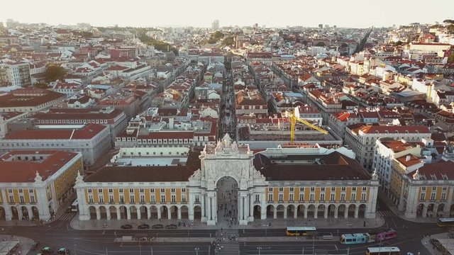 Rua Augusta with the famous Augusta Arch in Lisbon, Portugal