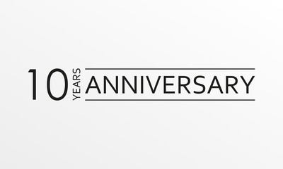 10 years anniversary emblem. Anniversary icon or label. 10 years celebration and congratulation design element. Vector illustration.