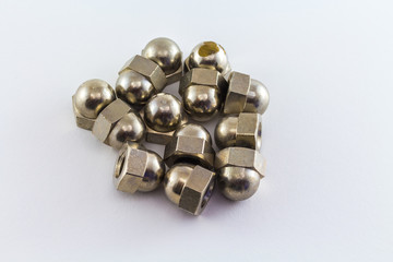 Steel Nuts Isolated on White Background