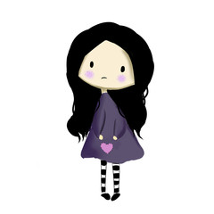 Fototapeta premium Dark cute girl digital illustration