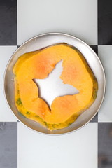 Fresh ripe papaya cut on the table