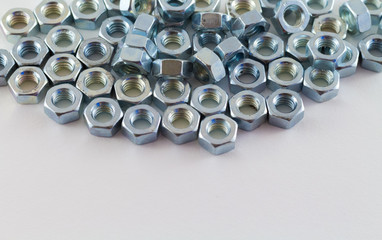 Steel Nuts Isolated on White Background