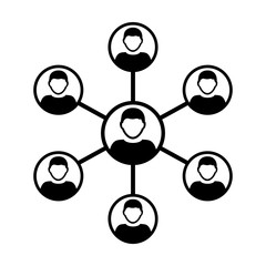 Team Icon Vector - Group of People Network and Connected Business Person Symbol in Glyph Pictogram illustration