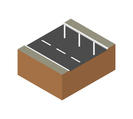 Road element with parking place. Isometric.