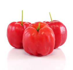 Acerola fruit close up on background