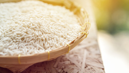 Dried white rice. South East Asia main agricultural product