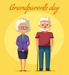 Happy grandparents. Vector cartoon illustration. Grandparents day