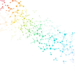 Molecule structure dna and neurons, connected lines with dots, genetic and chemical compounds, illustration.