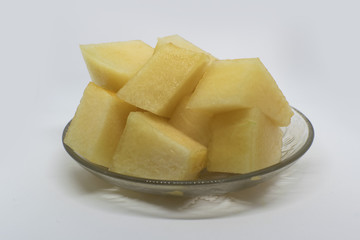 Cantaloupe on white background.