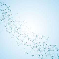 Molecule structure dna and neurons, connected lines with dots, genetic and chemical compounds, illustration.