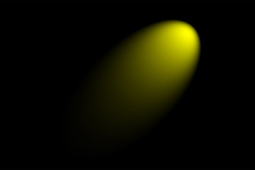 Yellow abstract creative, spotlight isolated on black background with space for text or image