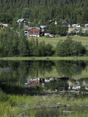 Fototapeta na wymiar norway houses at the fjord
