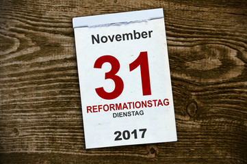 Abreißkalender Kalender mit Reformationstag 2017