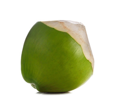 Green coconut fruit isolated on white background