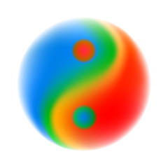 Blurred colourful Yin Yang symbol, isolated vector
