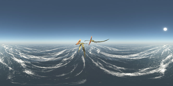 360 Grad Panorama mit dem Flugsaurier Thalassodromeus