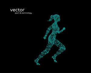 Fototapeta na wymiar Abstract vector illustration of running woman.