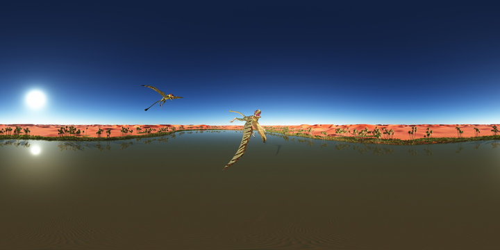 360 Grad Panorama mit dem Flugsaurier Peteinosaurus