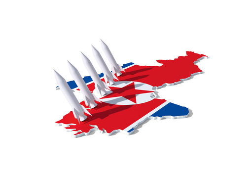 white missiles over north korea map clip art preview