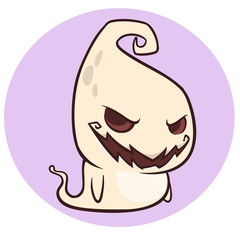 Naughty ghost smiling cartoon. Halloween vector illustration