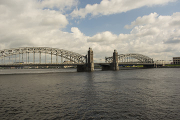 Fototapeta premium Bolsheokhtinsky bridge in the afternoon Saint Petersburg.