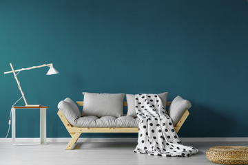 Teal painted living room