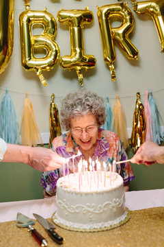 elderly woman celebrating birthday