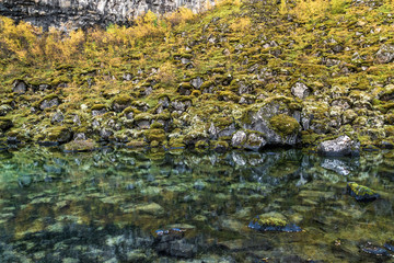 Botnstjörn See im Herbst, Asbyrgi, Island