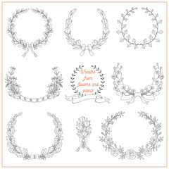 Fototapeta premium Wreaths from flowers and plants