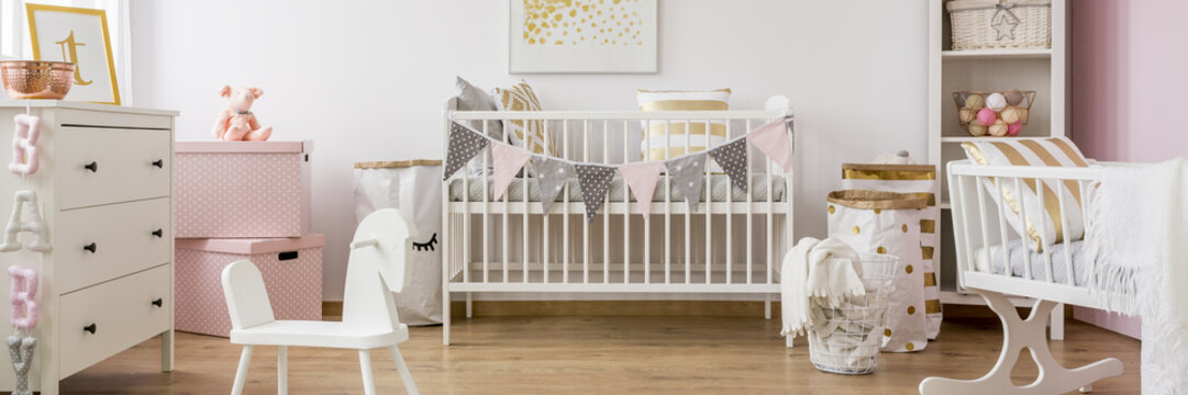 Gold And Pink Baby Room