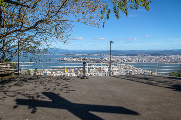 Morro da Cruz Viewpoint and Downtown Florianopolis City view - Florianopolis, Santa Catarina, Brazil