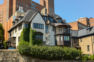 Old House in Montreal downtown near Mont Royal central park in Canada