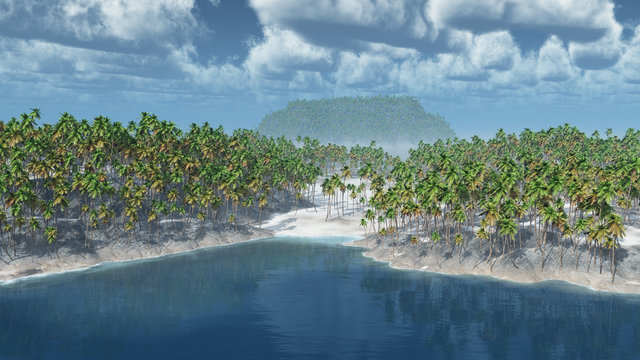 Tropische Inseln mit Palmen