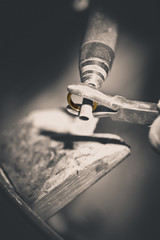 Hand-made wedding ring by goldsmith craftsman