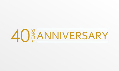 40 years anniversary emblem. Anniversary icon or label. 40 years celebration and congratulation design element. Vector illustration.